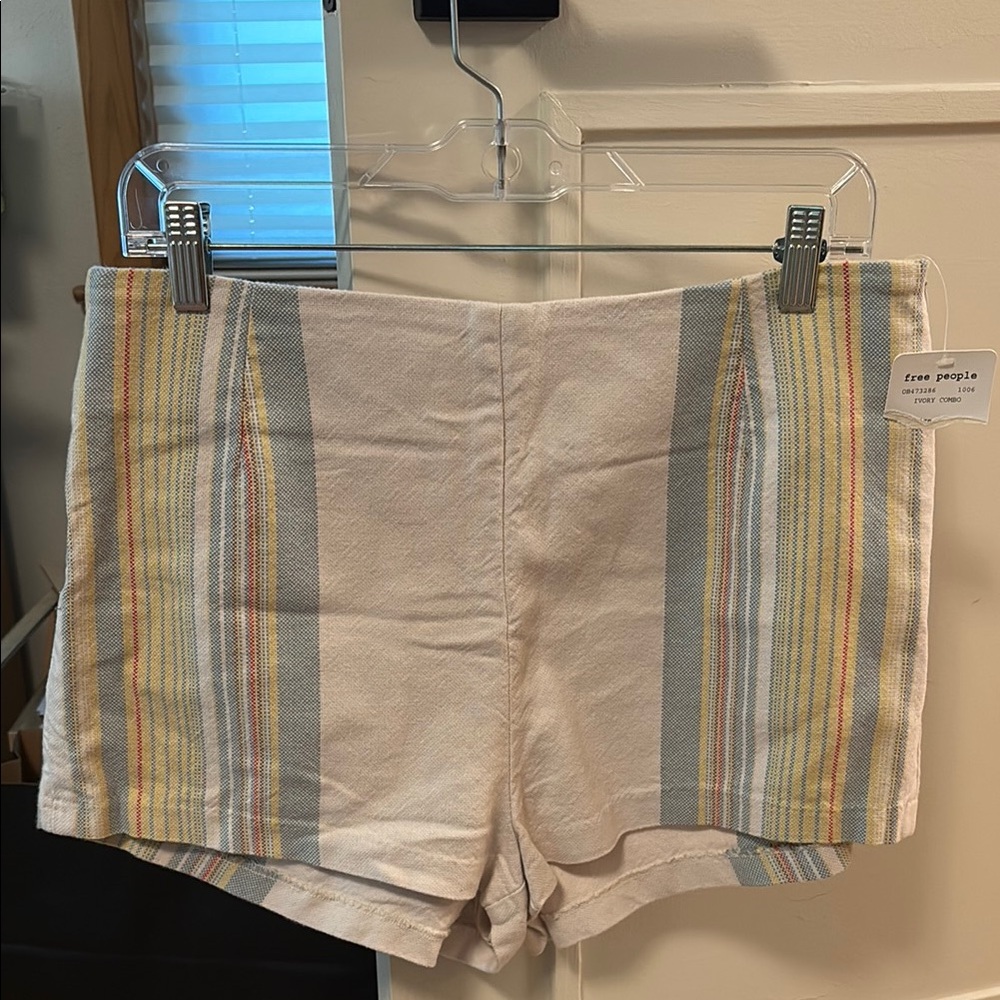 Free People High Waist Cream and Gray Shorts